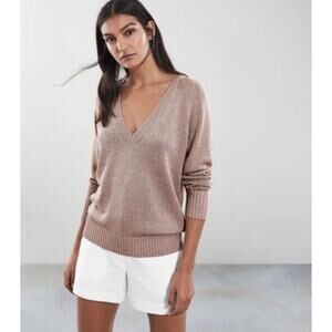 Joie Womens M iridescent sparkly sweater stretch feminine Light Spring
